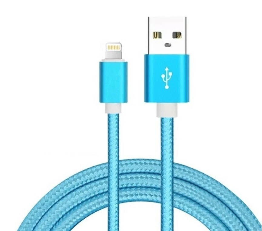 5 Pack Nylon Braided 3FT iPhone Compatible charger/data sync cable (Blue) - Image 2 of 4