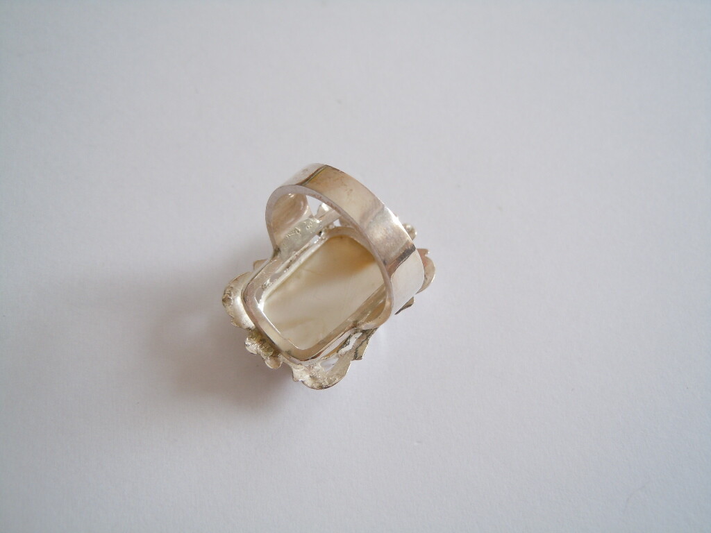 Silver Ring Handmade With Geschnitztem Mother Mot… - image 6
