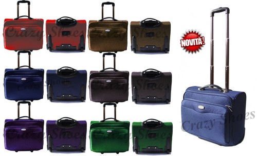 TROLLEY BAGAGLIO A MANO PILOTA VOLI LOW COST CABINA MORBIDO 2 RUOTE | eBay