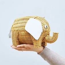 NWT Kate Spade Wicker Elephant Crossbody Bag w White Ear