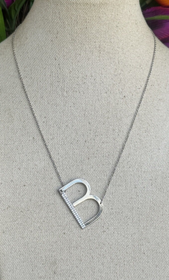 Sideways Large Initial Necklace 925 Sterling Silv… - image 7