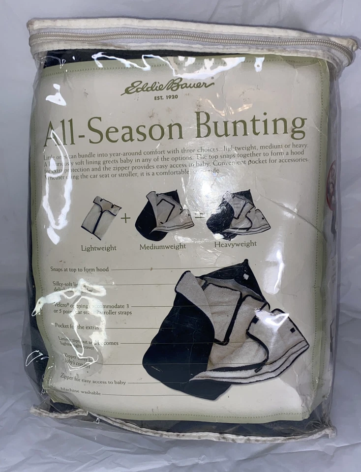 Banda Nueva EDDIE BAUER Todas las Temporadas Asiento de Coche y Cochecito Bunting Gris 3 CAPAS POLAR Foto 3 de 4