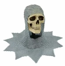 Medieval Butted 10 mm Aluminum Chainmail Hood Armor Face Zig Zag Dagged Shape Bi