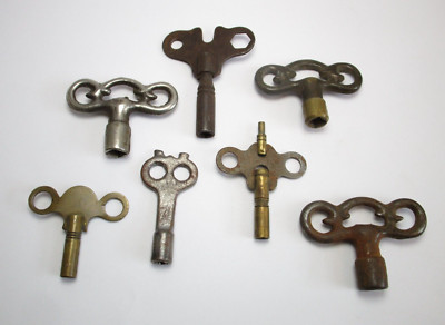 6 Antique Clock Radiator Valve Keys Ornate Metal Cast Iron Brass Wind Up Parts