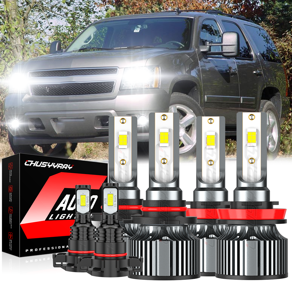 2003 Chevy TAHOE Led Headlights 6-Piece LED Headlight \u0026 Fog Light Bulb Kit  | 6000K White, Fits 2007-2014 Chevy Suburban \u0026 Tahoe | HB3 \u0026 H11 2007  Suburban Headlight Bulbs, image size:1000x1000