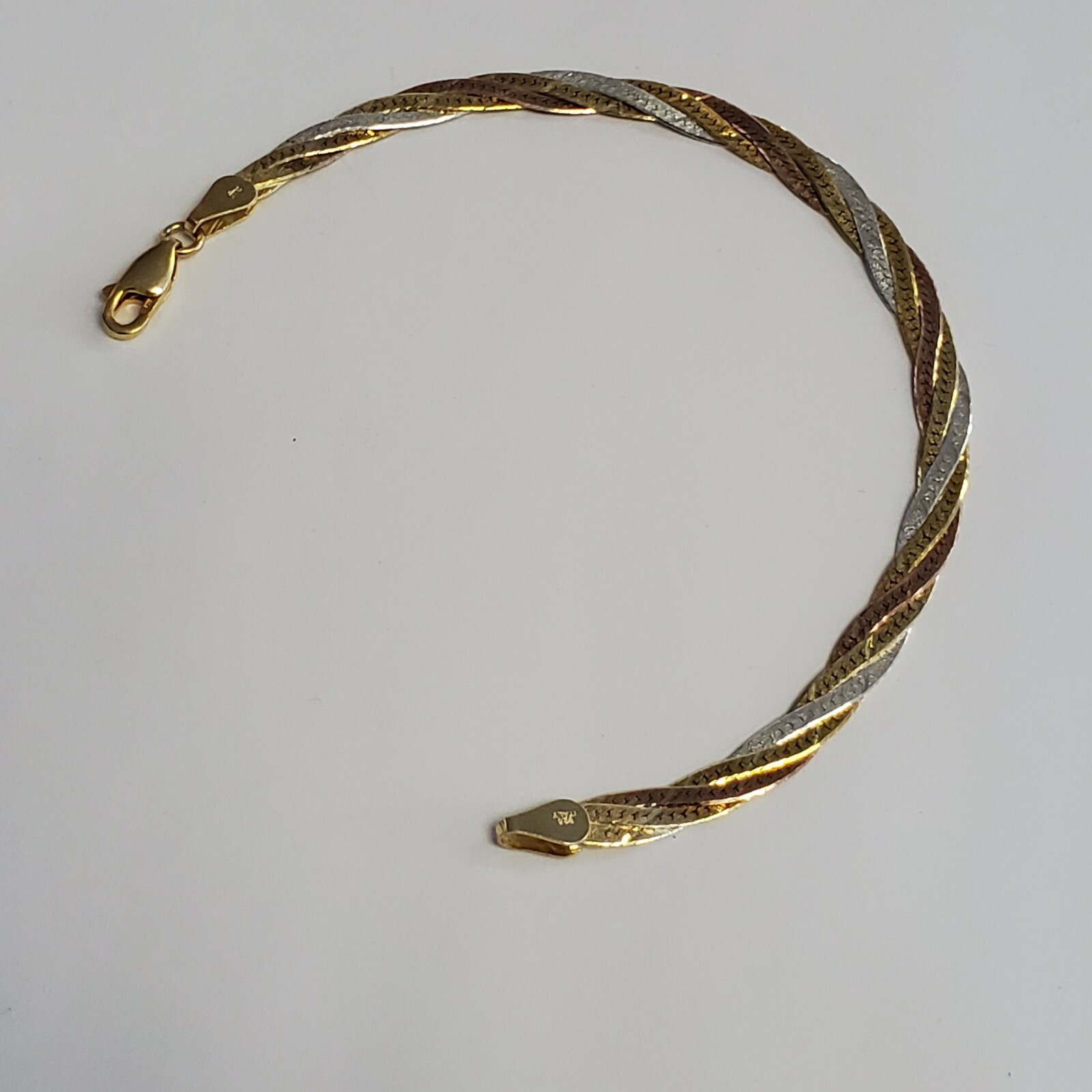 SOLID STERLING SILVER  3 TONE BRACELET  7 " LONG,… - image 4