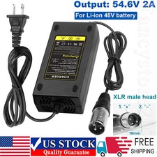 54.6V 2A XLR Male Cannon Head Adapter Charger For 48V Lithium Battery Charger