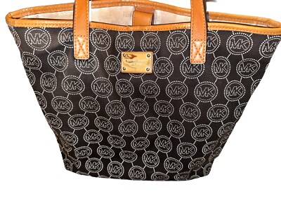 Michael Kors Signature Logo MK Black & White Tote Purse Large