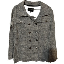 Hurley Gray Chevron Button Up Pea Coat Long Sleeve Coat Size Small