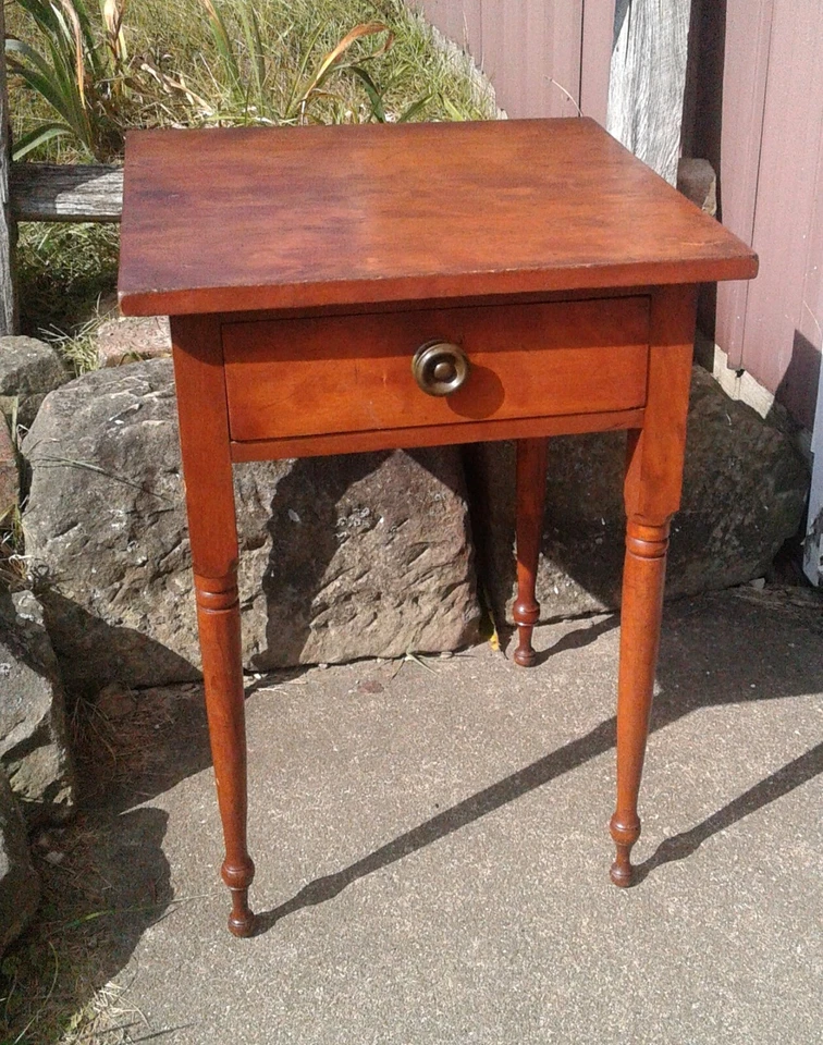 Antique Cherry Wood One Drawer Stand Sheraton Style 1850s Era - Image 4 of 4