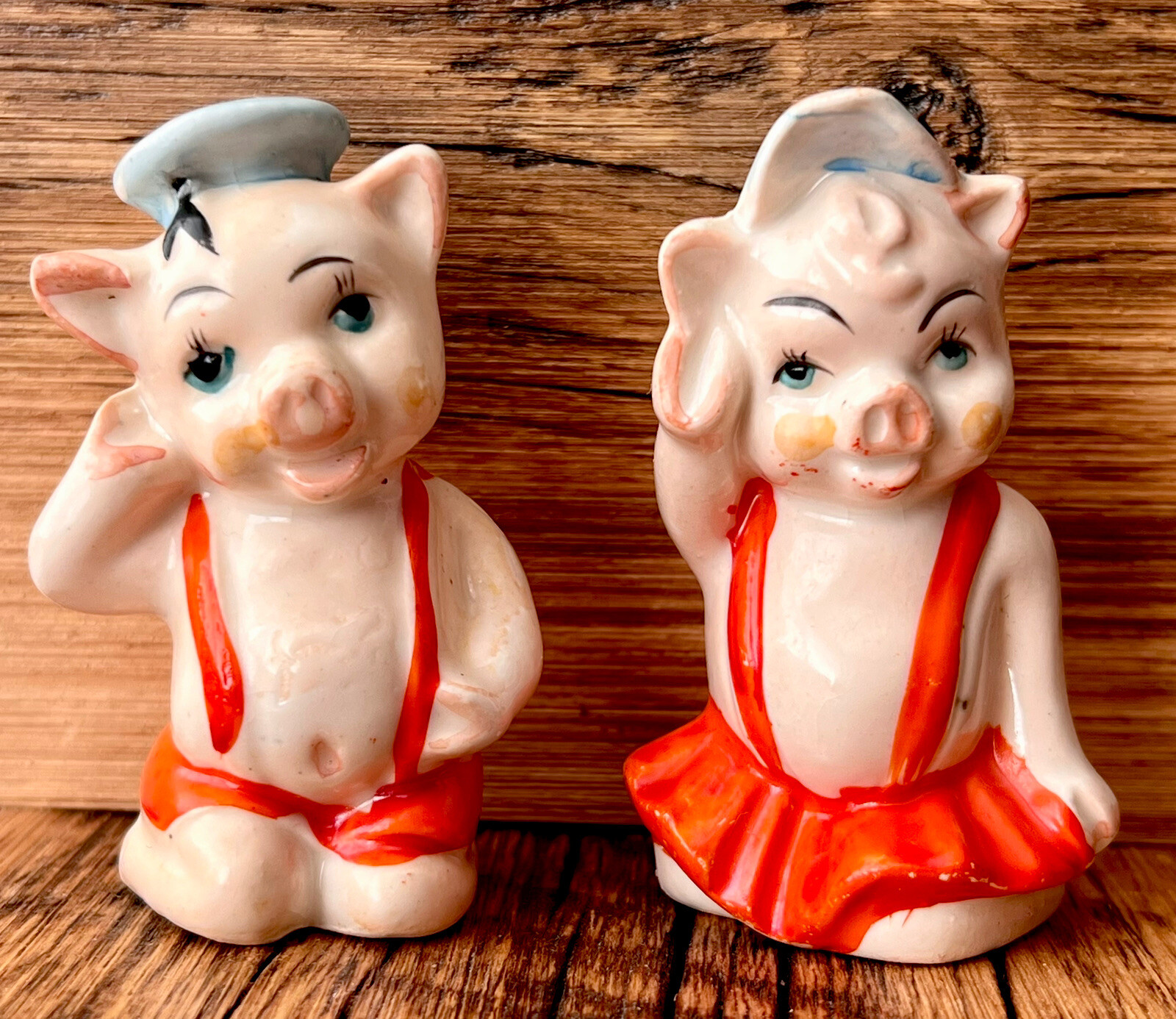 Vintage Pig Salt And Pepper Shakers Couple Dressed Up Japan eBay