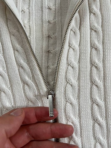Ralph Lauren Black Label White Ivory Cable Knit Cotton/Cashmere Sweater M - Picture 17 of 19