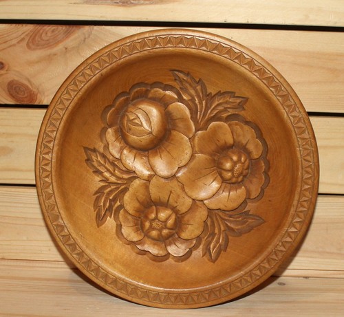 Wandbehangplatte aus Holz mit Blumenschnitzerei 1995 - Bild 5 von 6