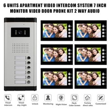 2/3/4/5/6 Units Apartment Video Intercom System 7'' Monitor Video Door Phone Kit