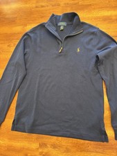 Polo Ralph Lauren Boys L 14-16 Navy Quarter Zip Pullover Multicolor Pony