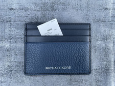 Michael Kors Tall Card Case Pebbled Leather Navy Color