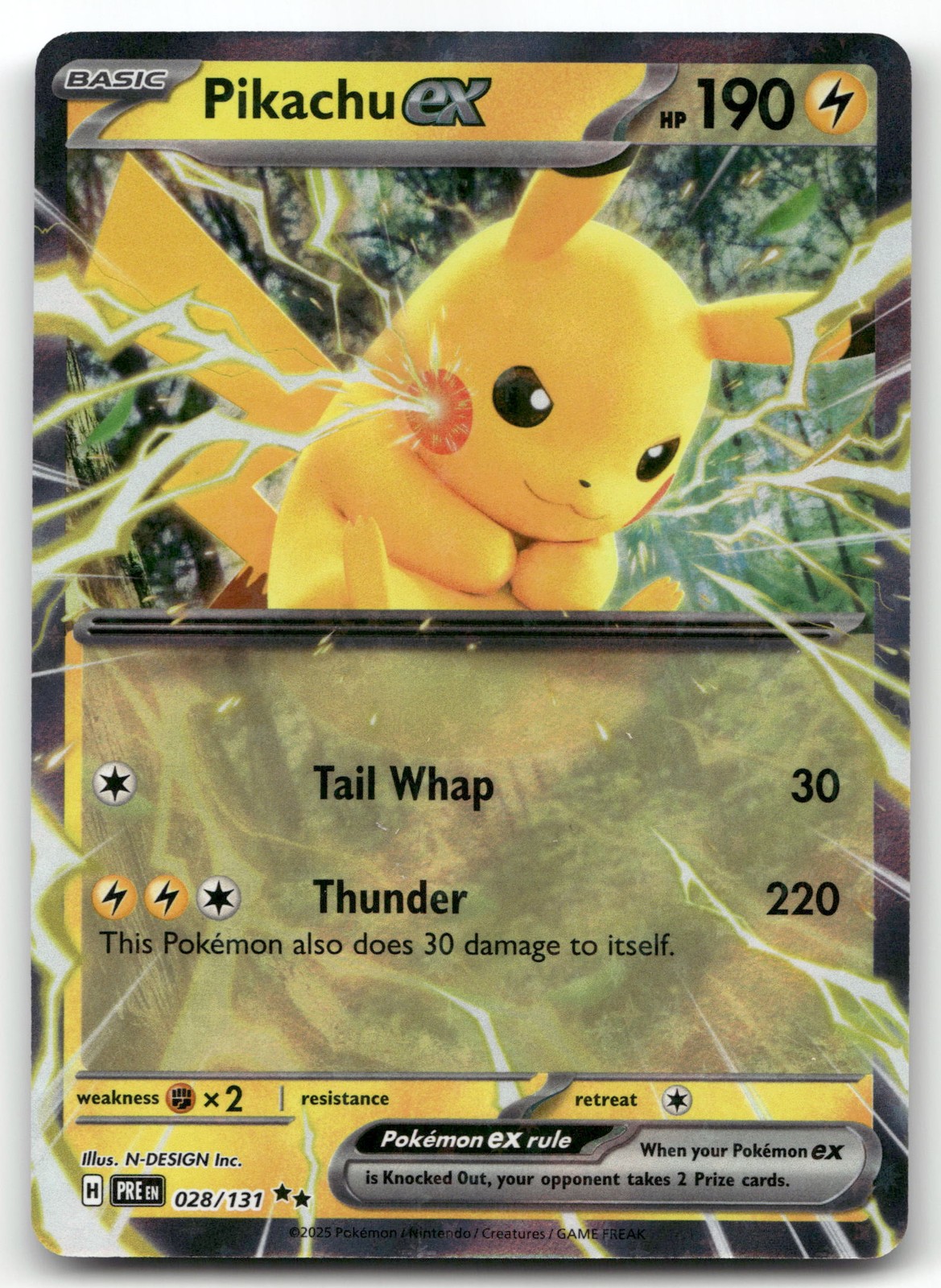 PIKACHU EX 28/131 DOUBLE RARE | NM | PRISMATIC EVOLUTIONS | POKEMON