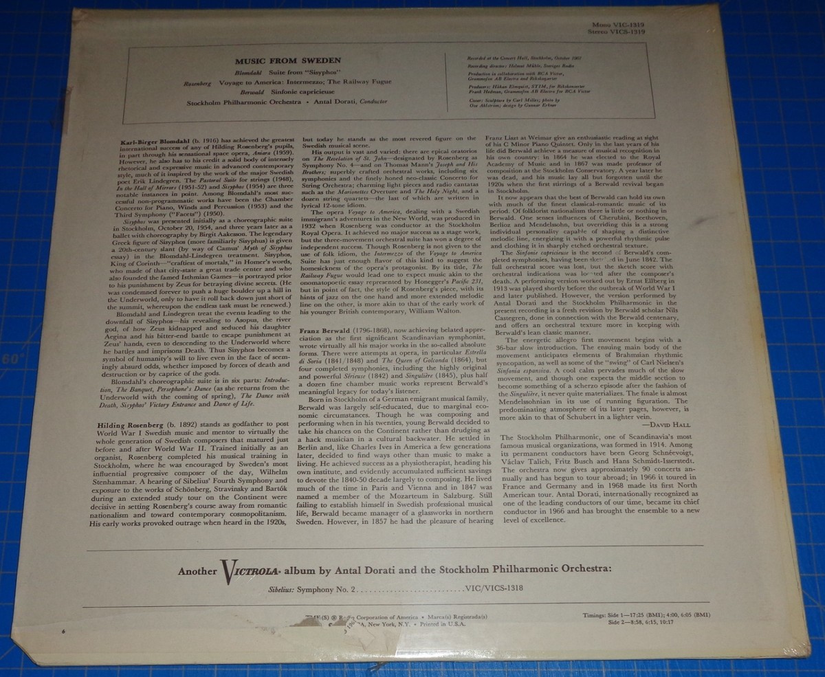Antal Dorati MUSIC FROM SWEDEN Blomdahl/Rosenberg/Berwald - RCA