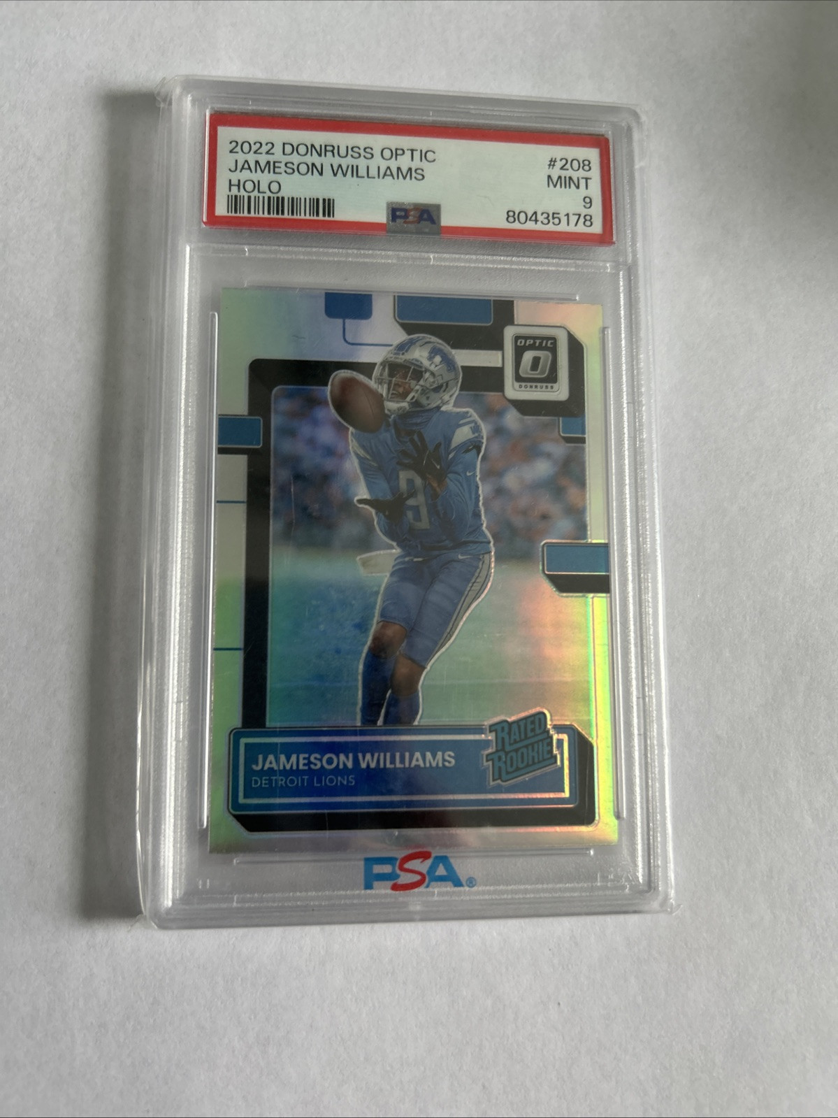 2022 PANINI DONRUSS OPTIC RATED ROOKIE HOLO JAMESON WILLIAMS #208 RC PSA 9