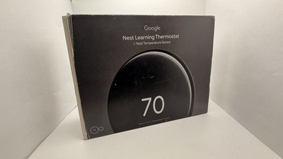 Google - Nest Learning Thermostat (4th gen) Polished Black w /Temperature Sensor