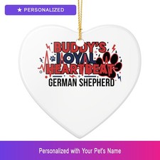 Custom German Shepherd Paw Print Heartbeat Ornament Personalized Pet Lover Gift