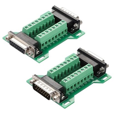 DB15 Solderless Male Female 15Pin Terminal Adapter Breakout 2 PCS Module