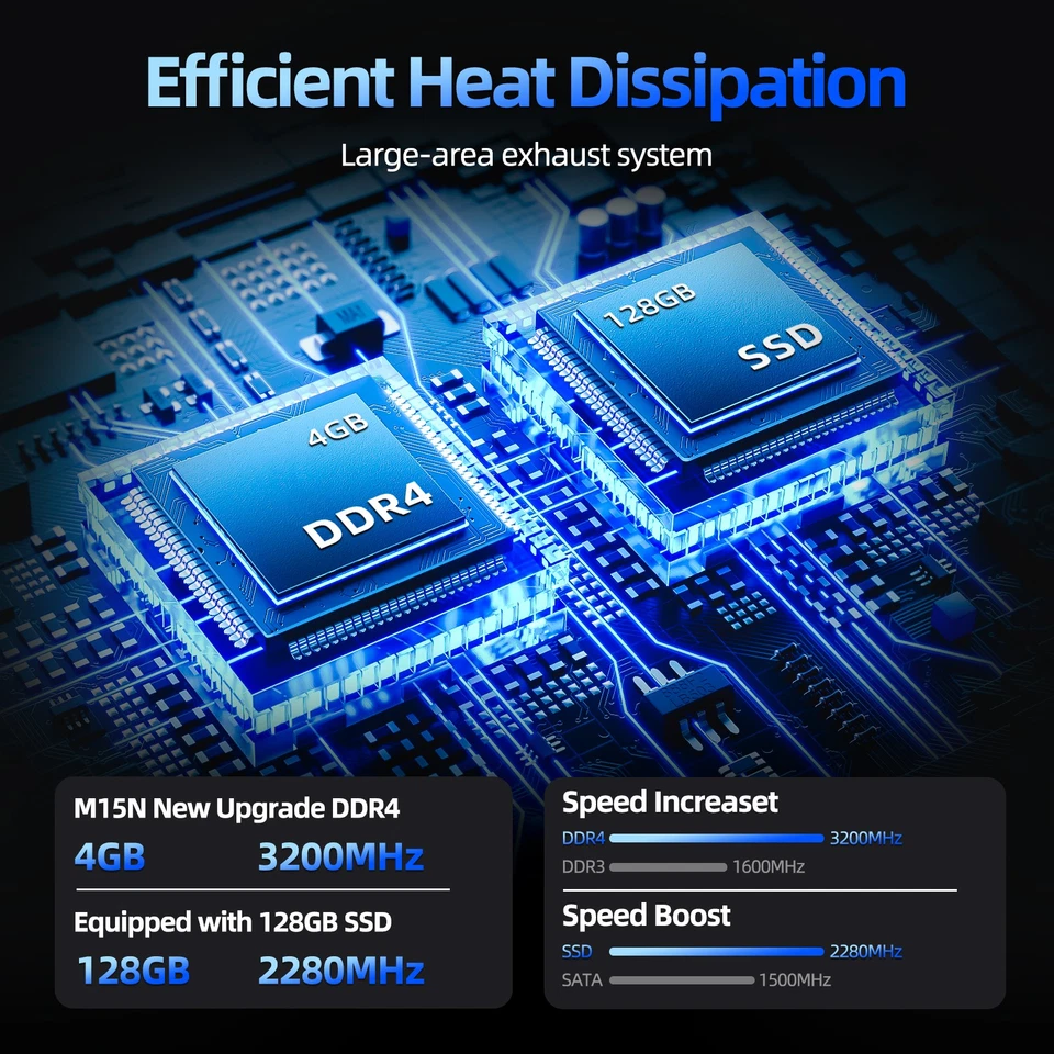 SGIN 15,6-Zoll-Laptop Intel N4000 4 GB RAM DDR4 128 GB SSD 4 Kerne Windows 11 - Bild 3 von 4