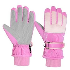 Kids Winter Snow Gloves, Waterproof Ski Gloves with M Fits 6-10 Years  Magenta