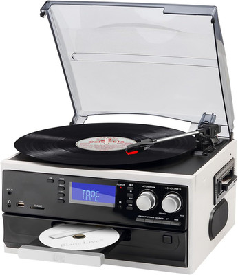 All-in-One 9-in-1 Record Player with Bluetooth, Radio, CD, Cassette & Remote