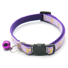 New Gold Stars and Moon Cat Collar with Reflective Safety Buckle and Bell Adjust