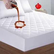 Safe and Sound Quilted Fitted Mattress Pad California King, Pattern-1-white