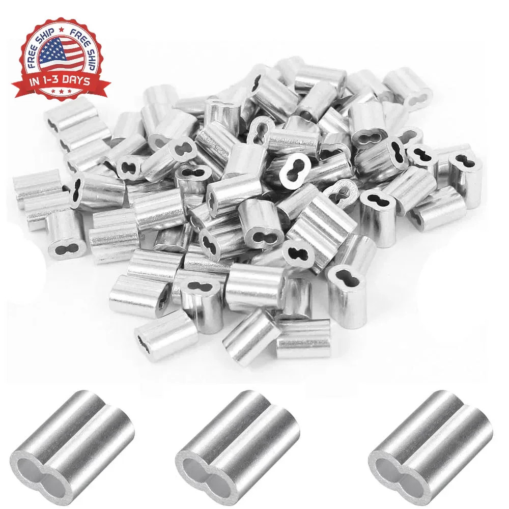 200 Pcs Aluminum Crimping Loop Sleeve 1/16