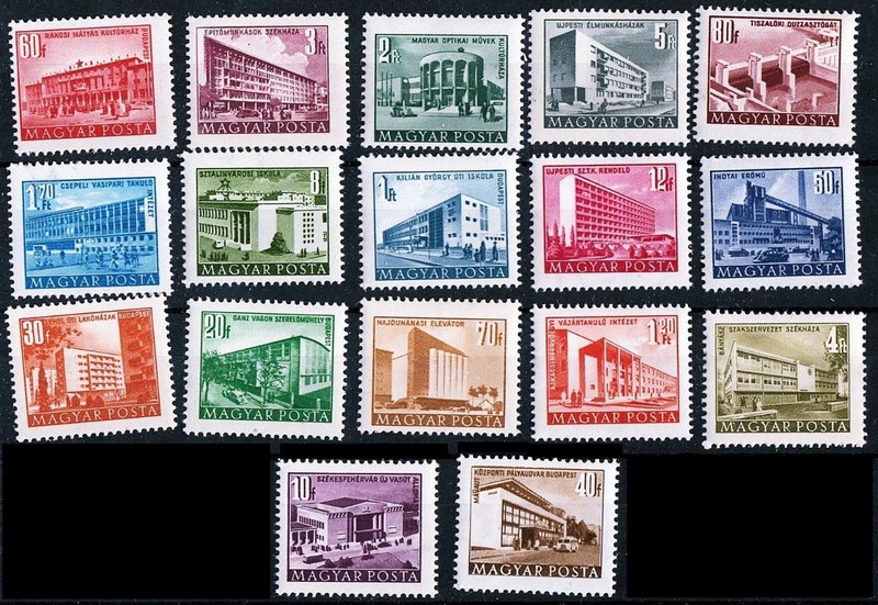 HUNGARY 1958 BUILDINGS small SIZE SC#1048a-56Ca MNH