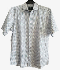 Rodd Gunn NZ Mens L Woven in Europe Original Fit Blue Purple Dot Print S/S EUC