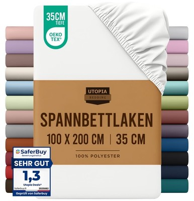 Utopia Bedding - Spannbettlaken 100x200cm - Weiß - 100X200 cm, 