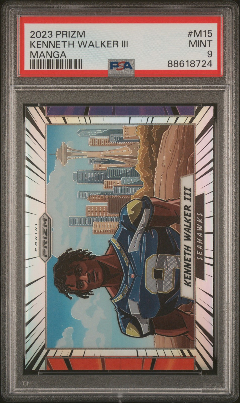 2023 Panini Prizm Manga Kenneth Walker III #15 PSA 9