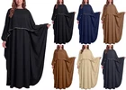 Silk Cape Abaya Maxi Dress Modest Muslim Robe Pockets Tie Waist