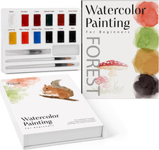 Watercolor Workbook-Water Colors Paint Adult Set with 12 Original Forest-Themed