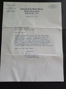 Richard W. Bolling (d. 1991) Signed 1967 Letter - Missouri Rep - Congress