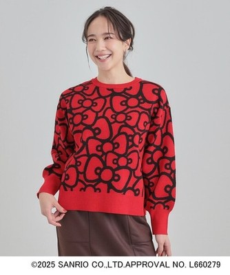 Sanrio Characters x SHOO LA RUE HELLO KITTY Jacquard Knit Sweatshirt Red JP LTD