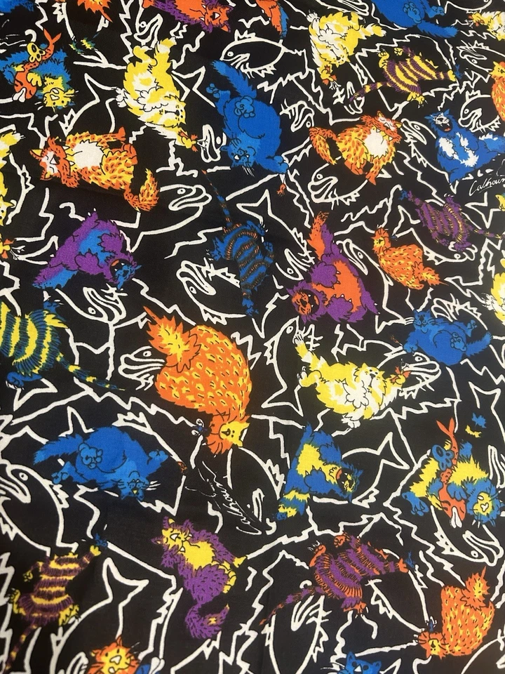 Tela de algodón vintage Calhoun gatos electrificados con peces Marcus Brothers 27x42 Foto 3 de 4