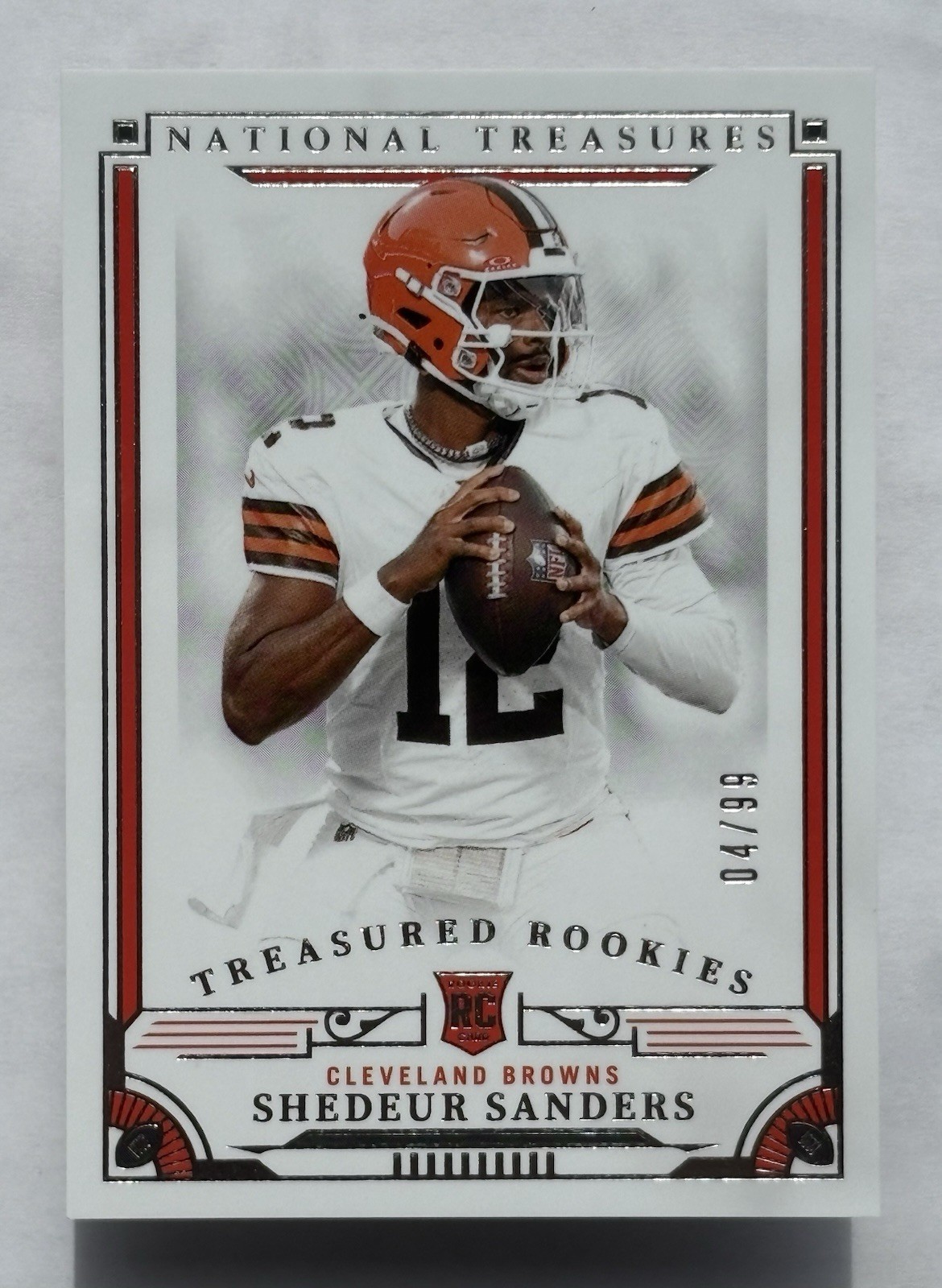 Shedeur Sanders #9 Football Cards 2025 Panini National Treasures Treasured Rookie trading card — raw and PSA graded price guide