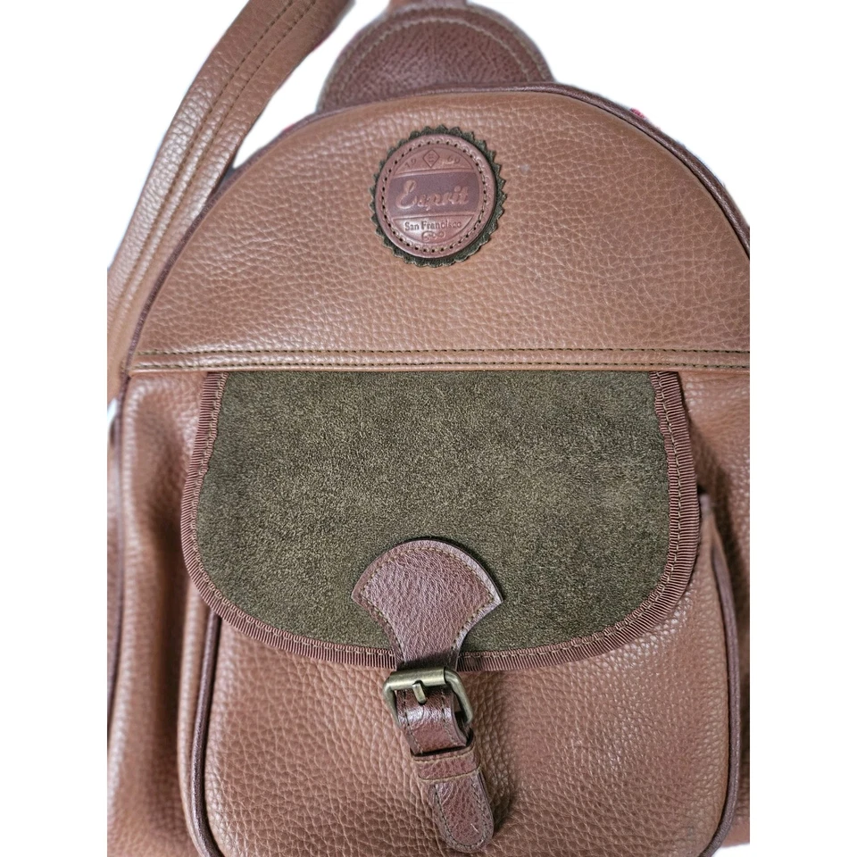 Bolso Esprit Cuero Marrón Vintage Preppy Correa Ajustable Clásico Foto 3 de 4