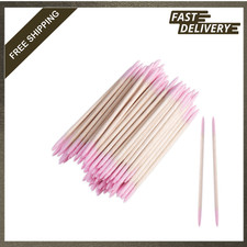 Pointed Tip Cotton Swabs with Wooden Sticks 200 Pieces Pink Double Head