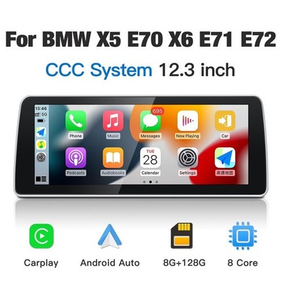 12.3''Android 13 Integrated UI Screen 8+128GB for BMW X5 E70 2007 2010 CCC System