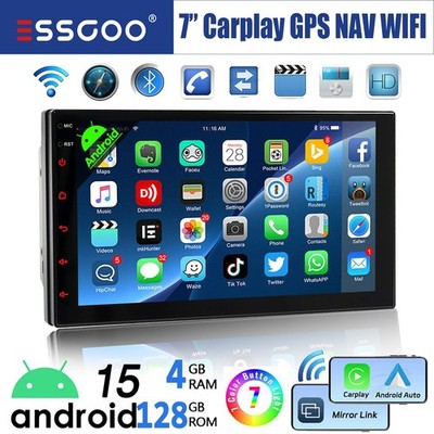 Android 15 Autoradio 2 DIN 4+128G Carplay 7 Zoll GPS NAVI RDS Bluetooth WIFI SWC