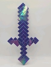 Minecraft Style Iridescent Purple Blue Pixel Sword Wall Decor Toy Prop Cosplay