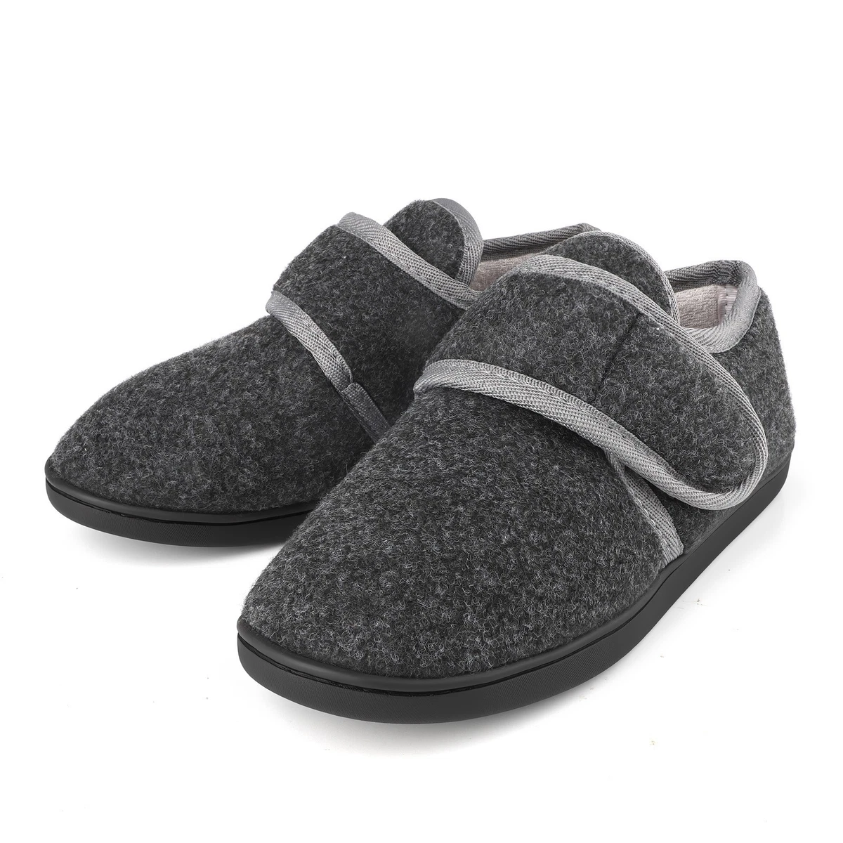 New with tags! Mens Large 11/12 Gray black happy face thick warm cozy slippers Eddie Bauer Men main image 3