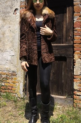 Persian Swakara Fox Collar Jacket - Persian Lamb Jacket Fur Astrakan