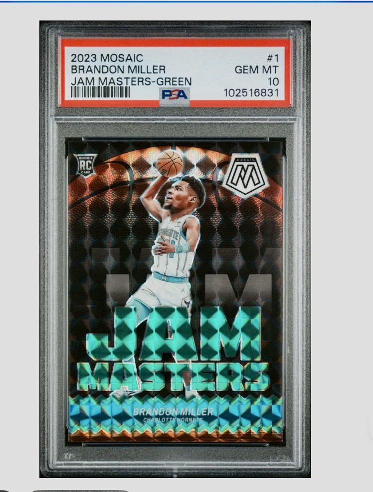 PSA 10 💎  2023-24 Panini Mosaic (RC) Brandon Miller Green Prizm Jam Masters #1